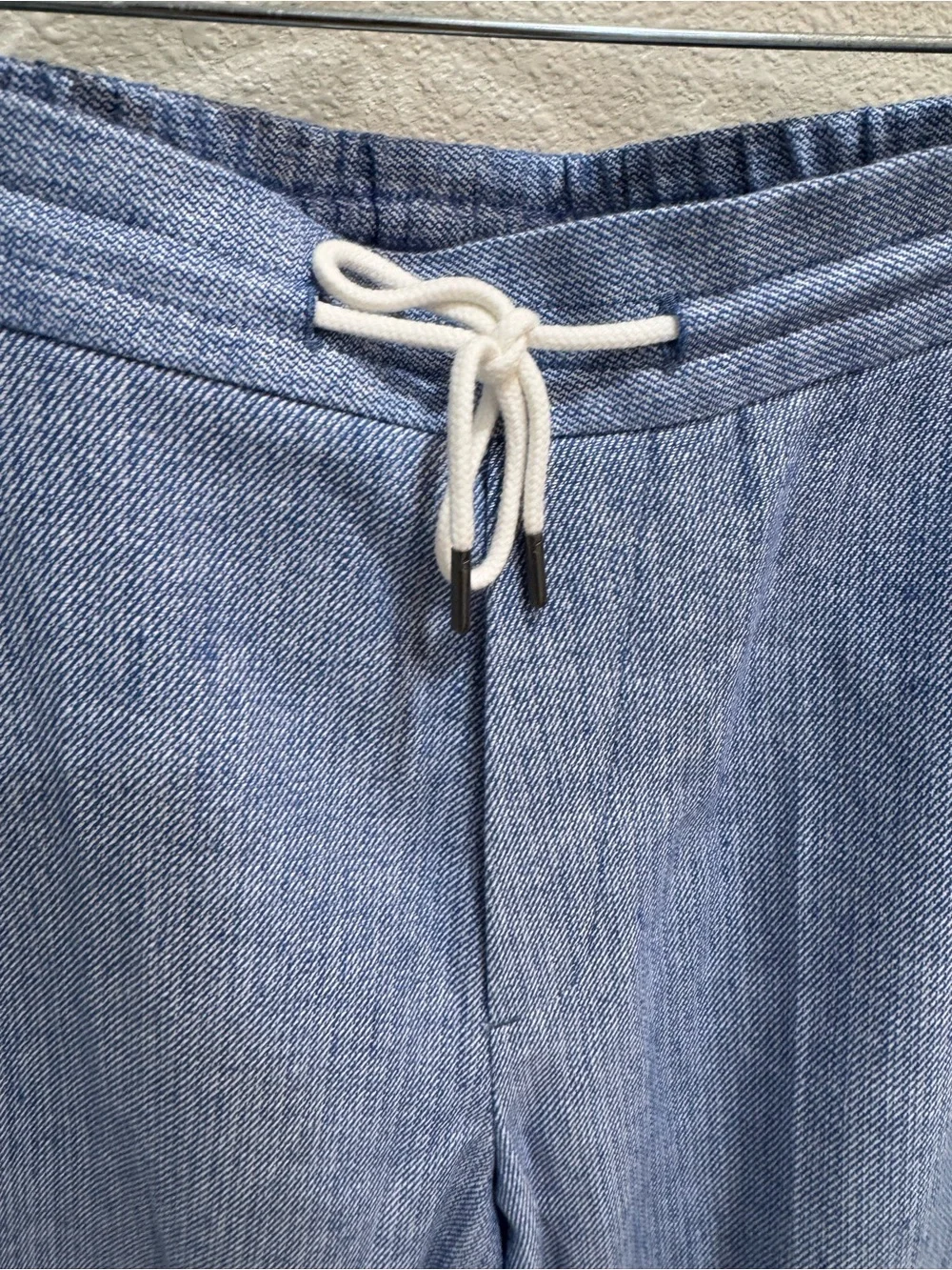 ASOS Design Cotton Linen Drawstring Elastic Waist Blue Pants Size Mens 32 X 32